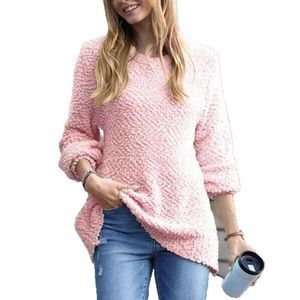 42POPS Dusty Pink Popcorn Texture Crewneck Bishop Sleeve Sweater Size XS